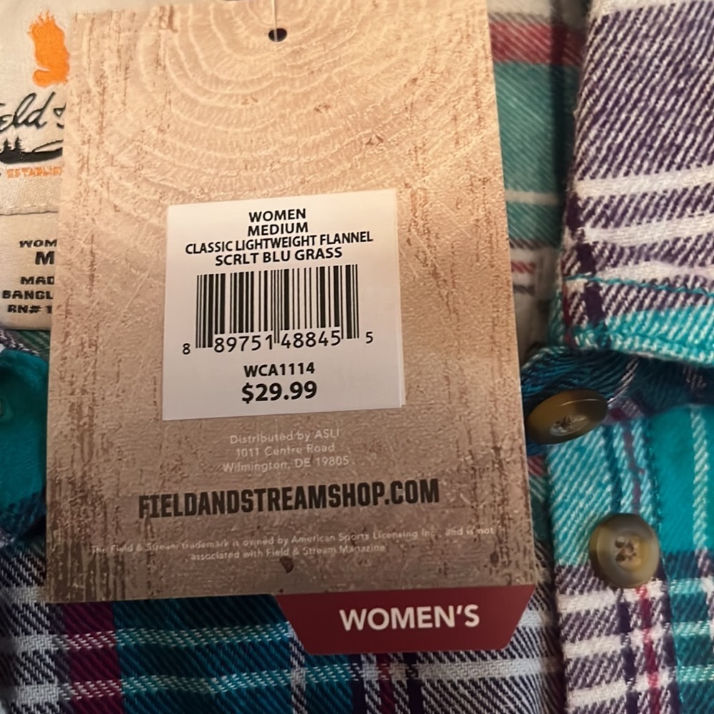 NWT MEDIUM FIELD AND STREAM PLAID BUTTON DOWN - Picture 3 of 4